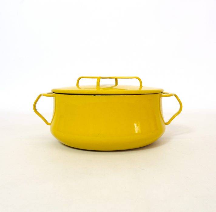 Mid century Kobenstyle Dansk yellow cooking pot from the sixties.