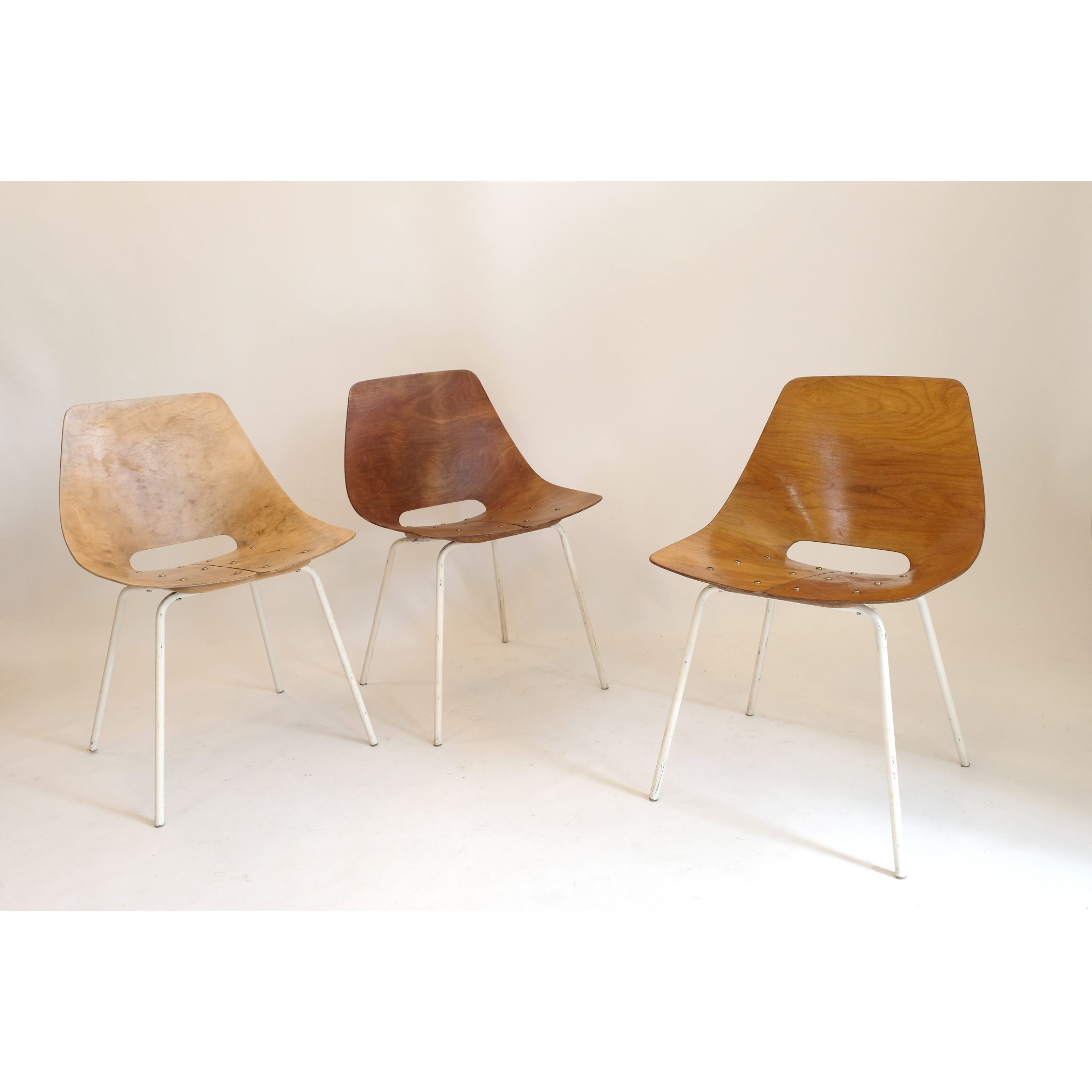 Pierre Guariche, Set Of 3 Tonneau Chairs, Steiner, 1955. — Lampandco