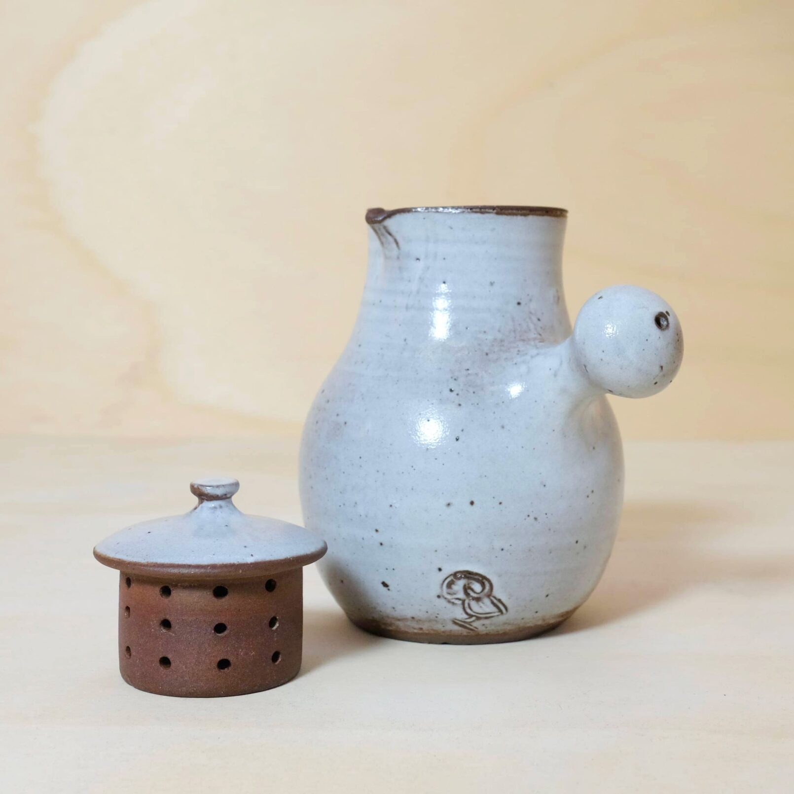 Jeanne and Norbert Pierlot, enameled stoneware teapot, 26 cm.