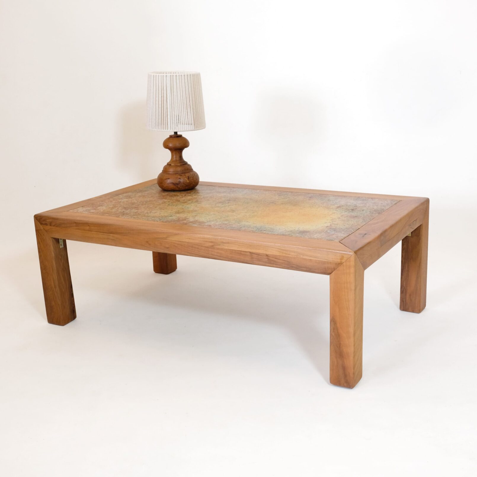 Bernard Buffat,  coffee table with a ceramic tabletop, 1970s.