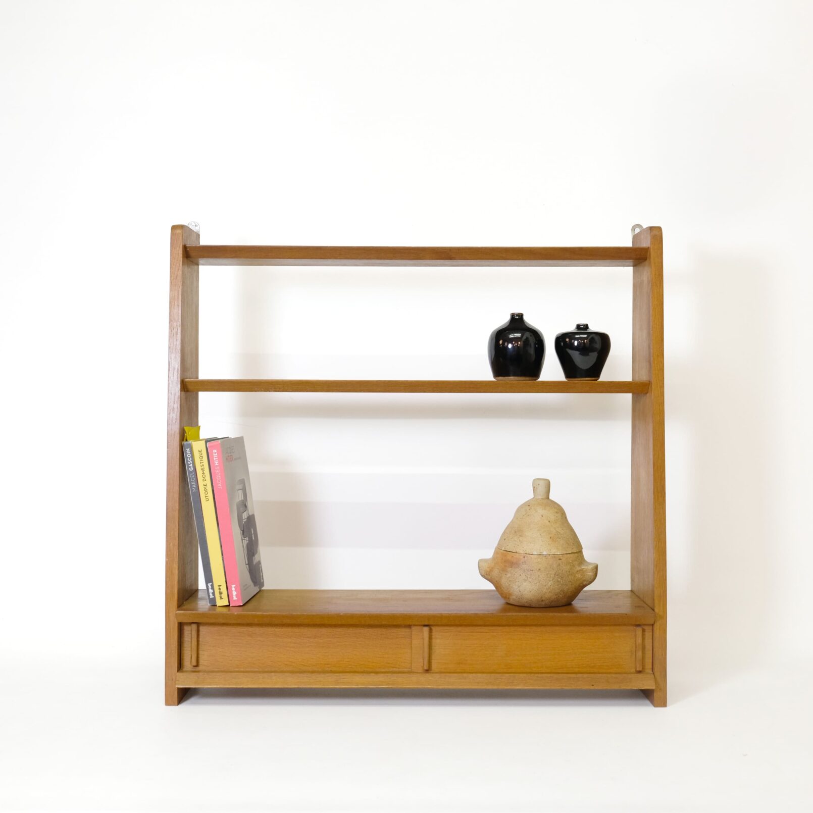 Oak shelf attributed to Marcel Gascoin.